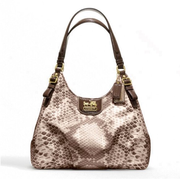 COACH MADISON PYTHON PRINT MAGGIE SHOULDER BAG - Picture 1 of 16